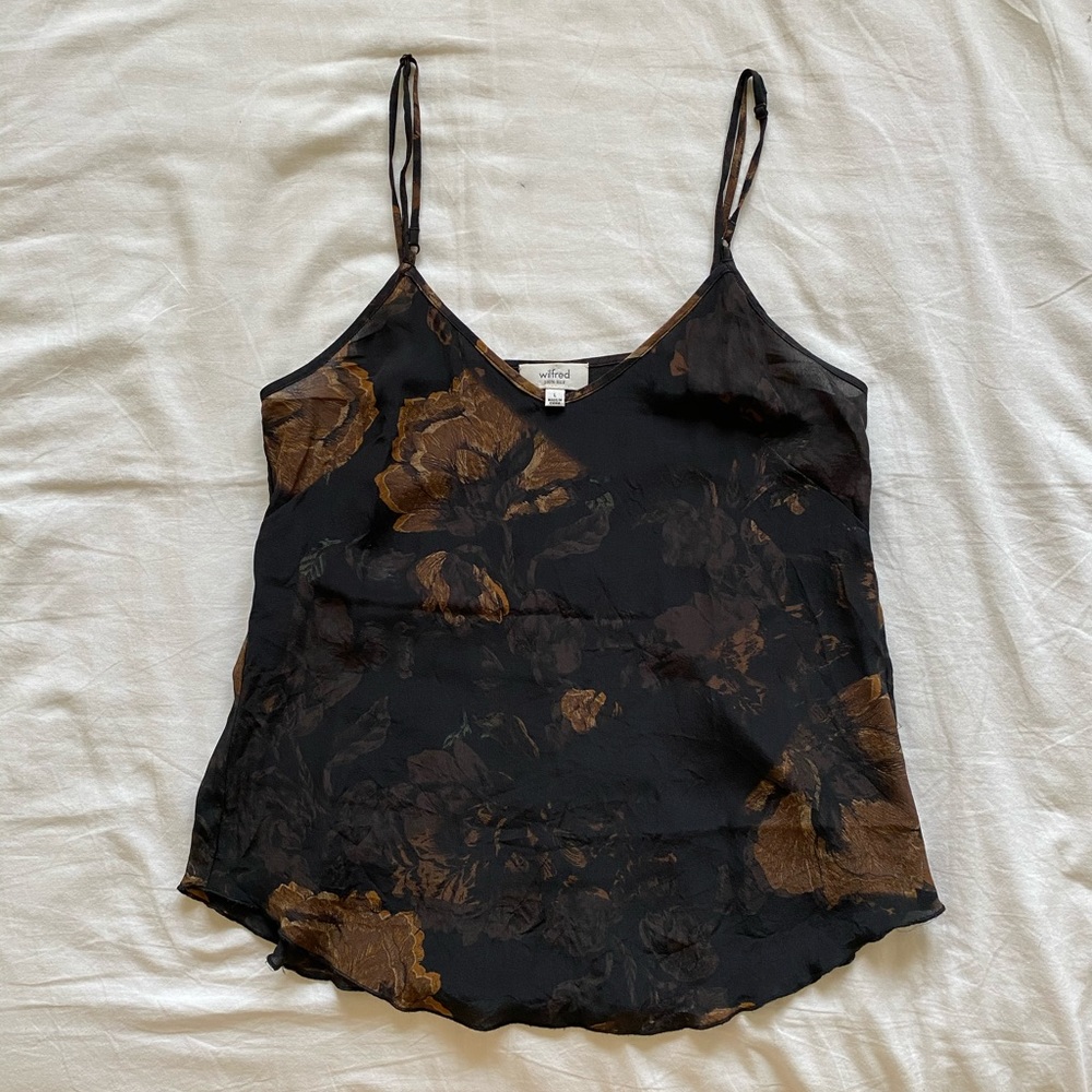 Aritzia black silk camisole